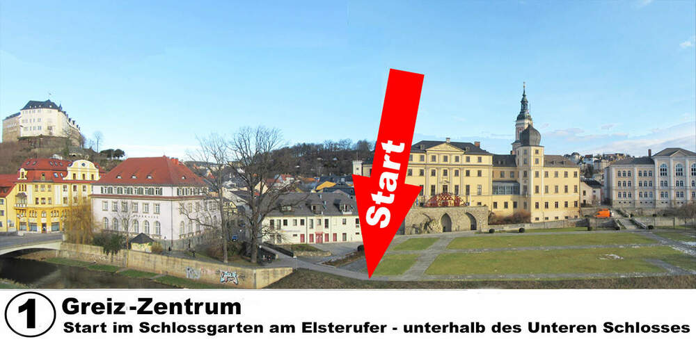 Start im Schloßgarten am Elsterufer